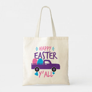 Happy Easter Y'all Modern Egg Truck Favor Tote Bag