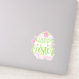 Happy Easter Y'all Roze en Green Vinyl Sticker