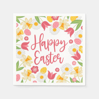 Happy Easter | Yellow and Red Floral  Servet