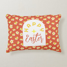 Happy Easter. Yellow Daffodils Spring Modern. Accent Kussen