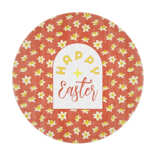 Happy Easter. Yellow Daffodils Spring Modern. Snijplank (Voorkant)