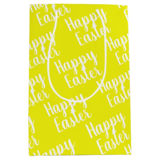  Happy Easter Yellow Medium Cadeauzakje (Voorkant)
