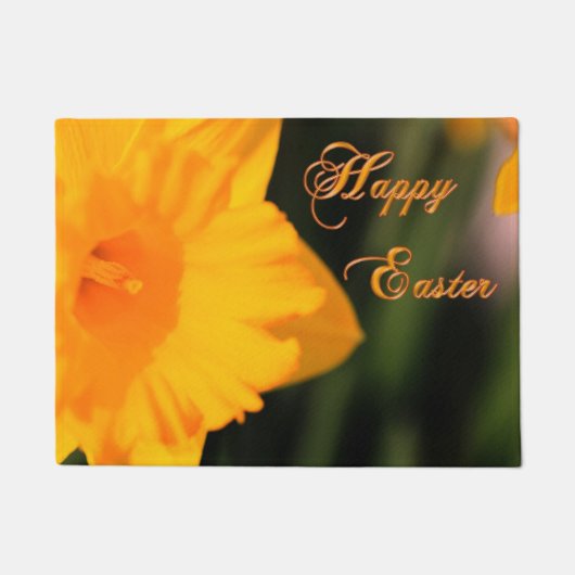 Happy Easter Yellow Spring Daffodil Flower Deurmat (Voorkant)