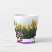Happy Easter Yellow Tulips Design Latte Mok (Voorkant)