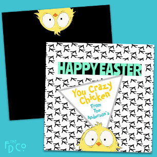"Happy Easter you Crazy Chicken"   Pasen Feestdagenkaart