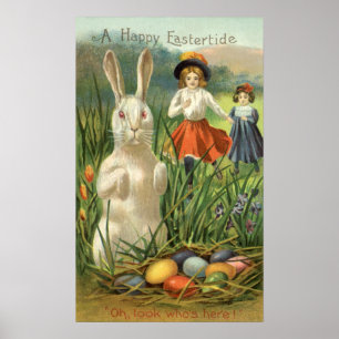 Happy Eastertide Paasbunny en kinderen Poster
