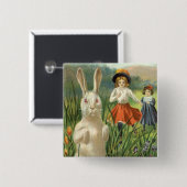 Happy Eastertide Paasbunny en kinderen Vierkante Button 5,1 Cm (Voorkant /achterkant)