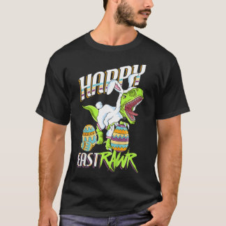 Happy Eastrawr Cute Trex Dinosaur Easter Bunny Egg T-shirt