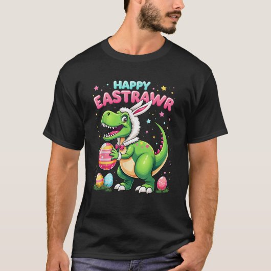 Happy Eastrawr T Rex Dinosaur Easter Bunny Candy E T-shirt (Voorkant)