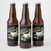Happy Eastrawr T Rex Dinosaur Easter Bunny Egg Bier Etiket (Flessen)