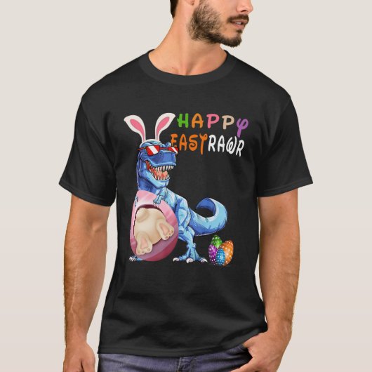 Happy Eastrawr T Rex Dinosaur Easter Bunny Egg Cos T-shirt (Voorkant)