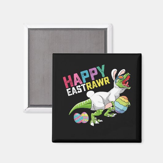 Happy Eastrawr T Rex Dinosaur Easter Bunny Egg Magneet (Voorkant / Achterkant)
