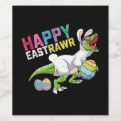 Happy Eastrawr T Rex Dinosaur Easter Bunny Egg Wijn Etiket (Enkel label)