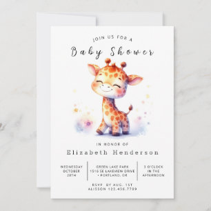 Happy Editable Giraffe Baby shower Kaart