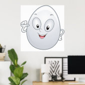 Happy Egg met een gezicht Poster (Thuiskantoor)