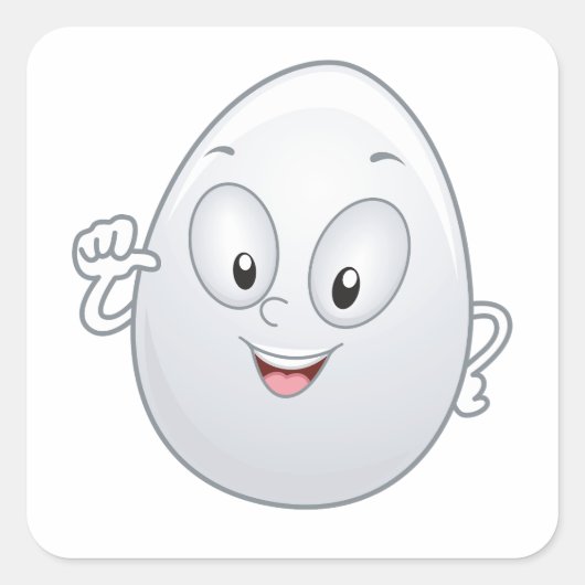Happy Egg met een gezicht Vierkante Sticker (Voorkant)