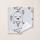 Happy Egg with Bird and Flowers Bad Handdoek (Wasdoekje)