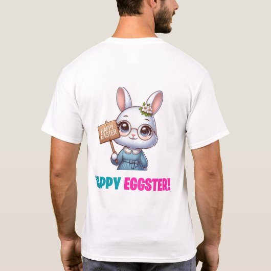 Happy Eggster - Grappige bloemen T-shirt (Achterkant)