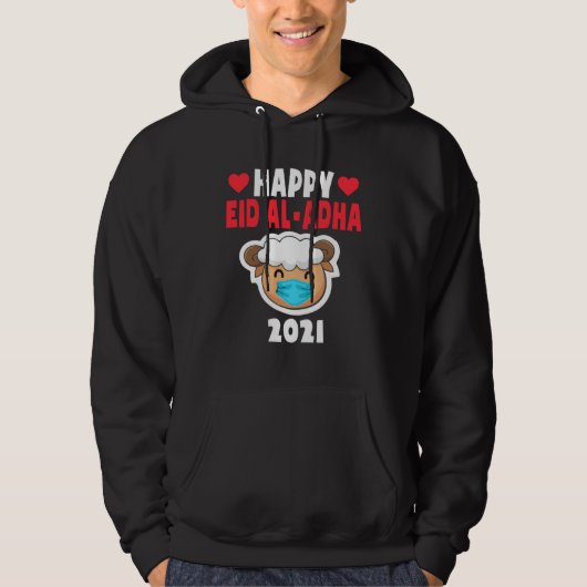 Happy Eid Al Adha 2021 Cute Sheep Wearing Mask Kid Hoodie (Voorkant)