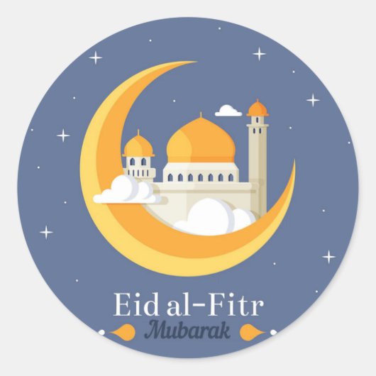 Happy Eid Al Fitr Ronde Sticker (Voorkant)