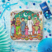 Happy Eid Family Grappig vieren van design Papieren Bordje (Feest)
