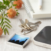 Happy Eid-moskee met zonnestralen Sleutelhanger (Zijkant)