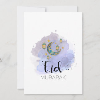 Happy Eid Mubarak Blue Blush Kaart