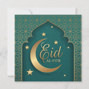 Happy Eid Mubarak Crescent Stars Arabisch Patroon Feestdagenkaart