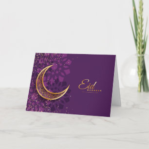 Happy Eid Mubarak met maan en sprankelingen Feestdagen Kaart