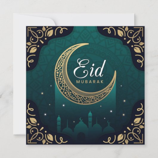 Happy Eid Mubarak-moskee Feestdagenkaart (Voorkant)