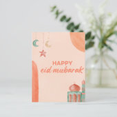 Happy Eid Mubarak Waterverf Moskee Briefkaart (Staand voorkant)