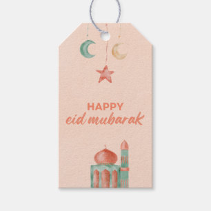 Happy Eid Mubarak Waterverf Moskee Cadeaulabel