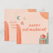 Happy Eid Mubarak Waterverf Moskee Feestdagenkaart (Voorkant / Achterkant)