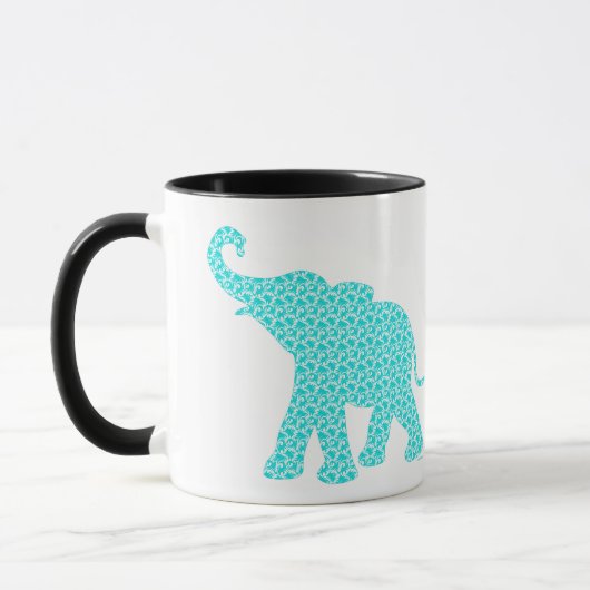 Happy Elephant-Art Green Pattern Modern Mok (Links)