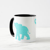 Happy Elephant-Art Green Pattern Modern Mok (Voorkant links)