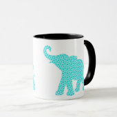 Happy Elephant-Art Green Pattern Modern Mok (Voorkant rechts)