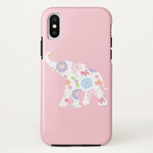 Happy Elephant Art Pattern Flower Cute Unique Roze Case-Mate iPhone Case (Achterkant)
