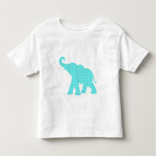 Happy Elephant-Art Turquoise Pattern Cute Kinder Shirts