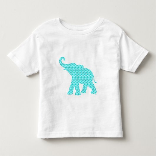 Happy Elephant-Art Turquoise Pattern Cute Kinder Shirts (Voorkant)