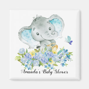 Happy Elephant Baby Boys Shower Favor Magneet