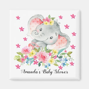 Happy Elephant Baby Girls Shower Favor Magneet