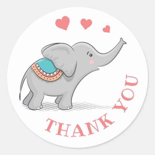 Happy Elephant bedankt Ronde Sticker (Voorkant)