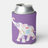 Happy Elephant-Big-Flower Pattern Modern Blikjeskoeler (Blikje Voorkant)