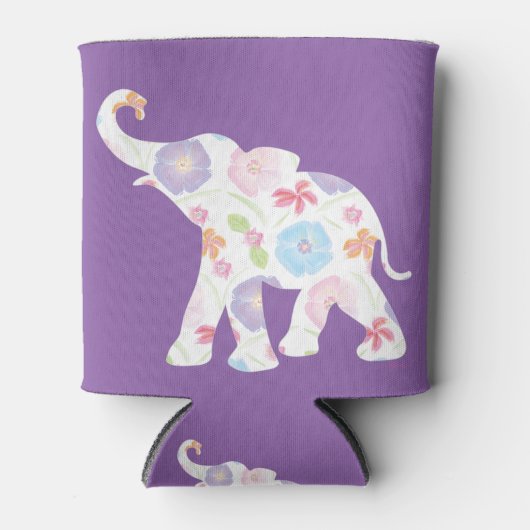 Happy Elephant-Big-Flower Pattern Modern Blikjeskoeler (Voorkant)
