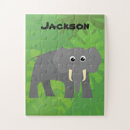 Happy Elephant Little Kinder Personalized Legpuzzel (Verticaal)