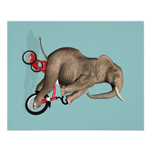 Happy Elephant op Tricycle Perfect Poster (Voorkant)