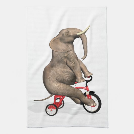 Happy Elephant op Tricycle Theedoek (Verticaal)