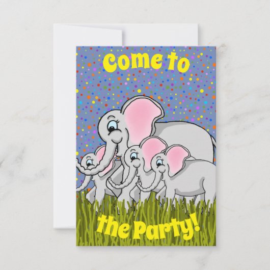 Happy Elephant Party Invitation Kaart (Voorkant)