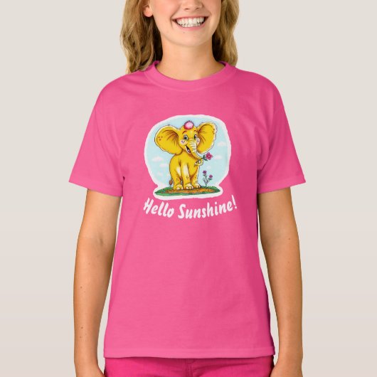 Happy Elephant T-Shirt for Girls | Hello Sunshine  (Devant)