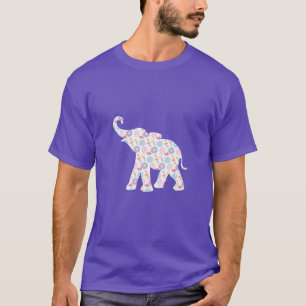 Happy Elephant-with Flower Pattern Unique T-shirt